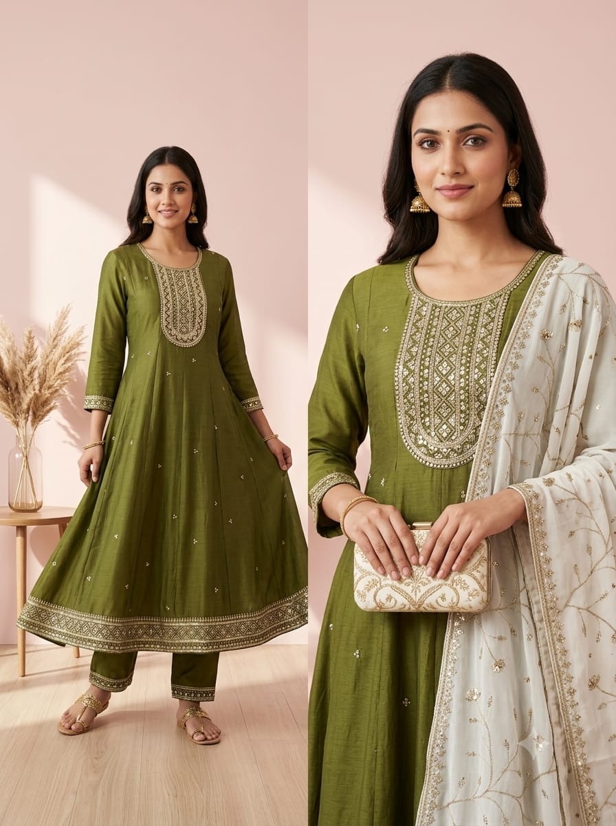 Jamdani 3-Pcs Kurti Set