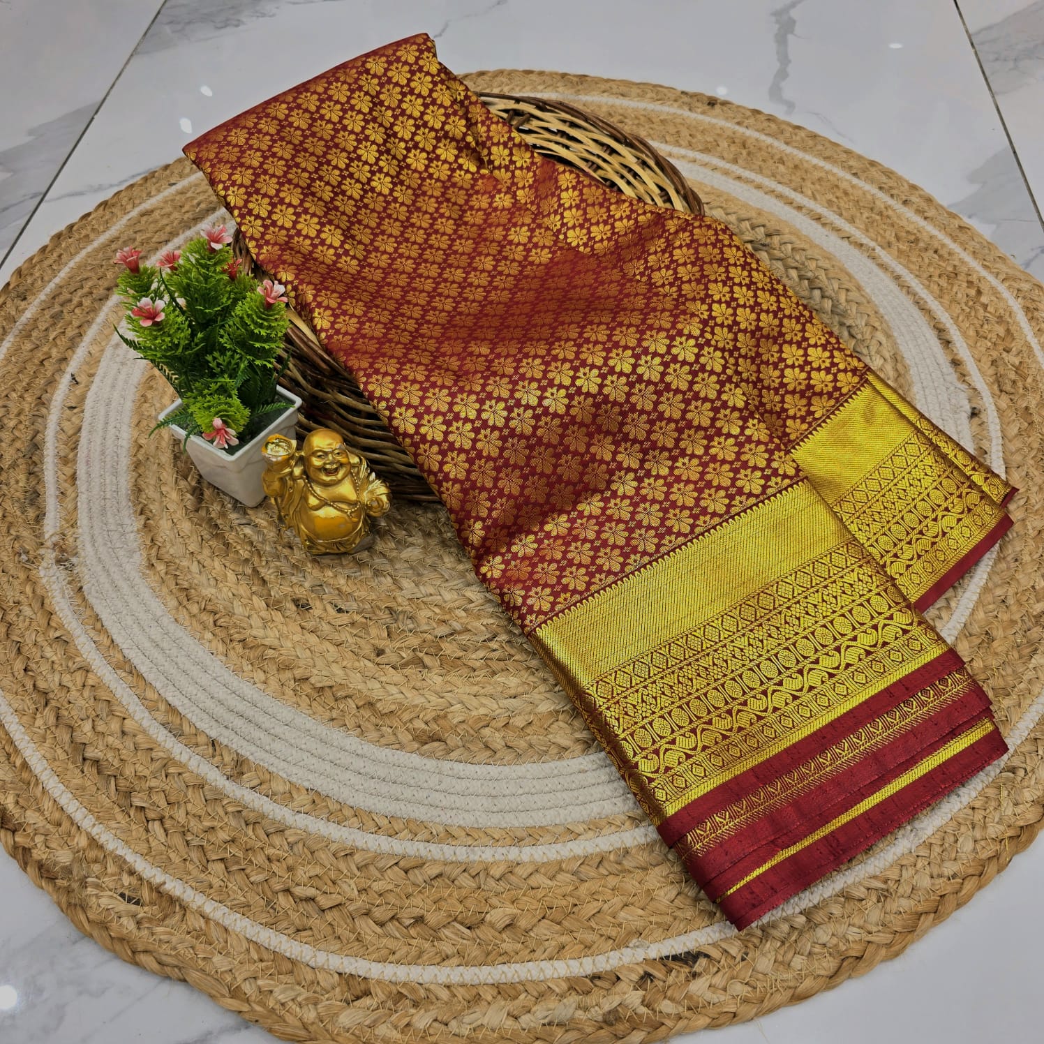 Premium Floral Bridal Silk Saree