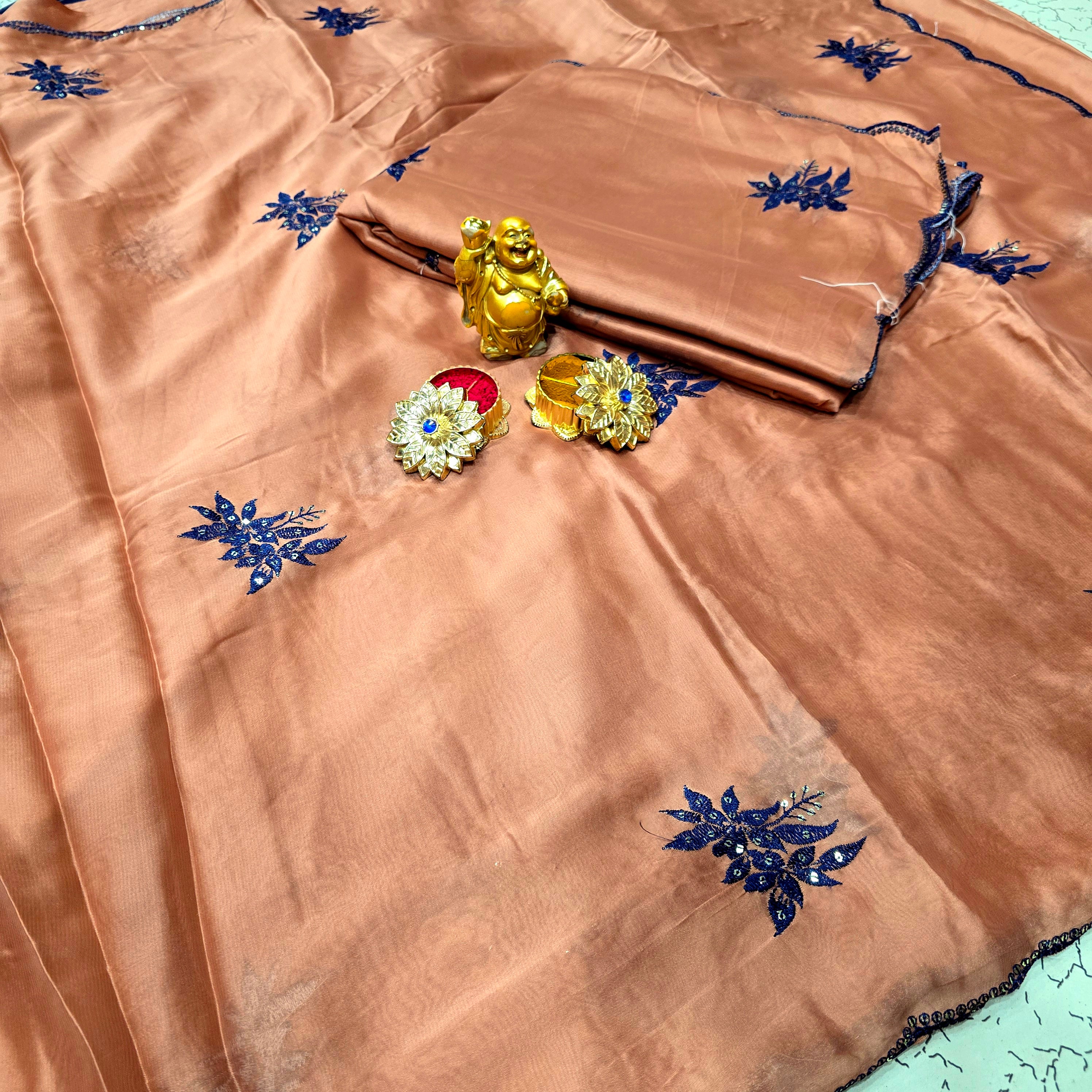 Elegant Georgette Embroidery Work Saree