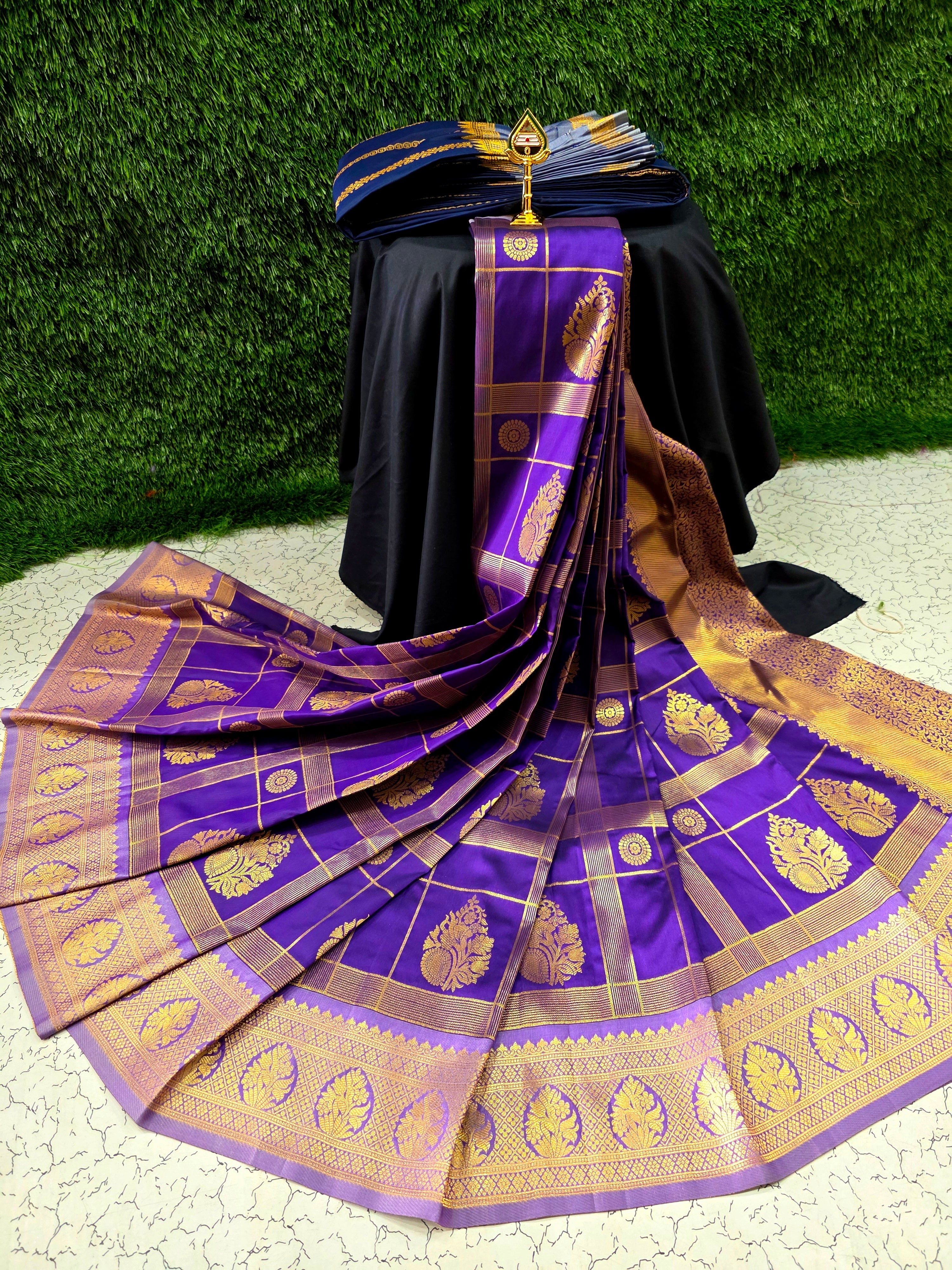 Own Production Premium Kanchi Checked Semi Silk