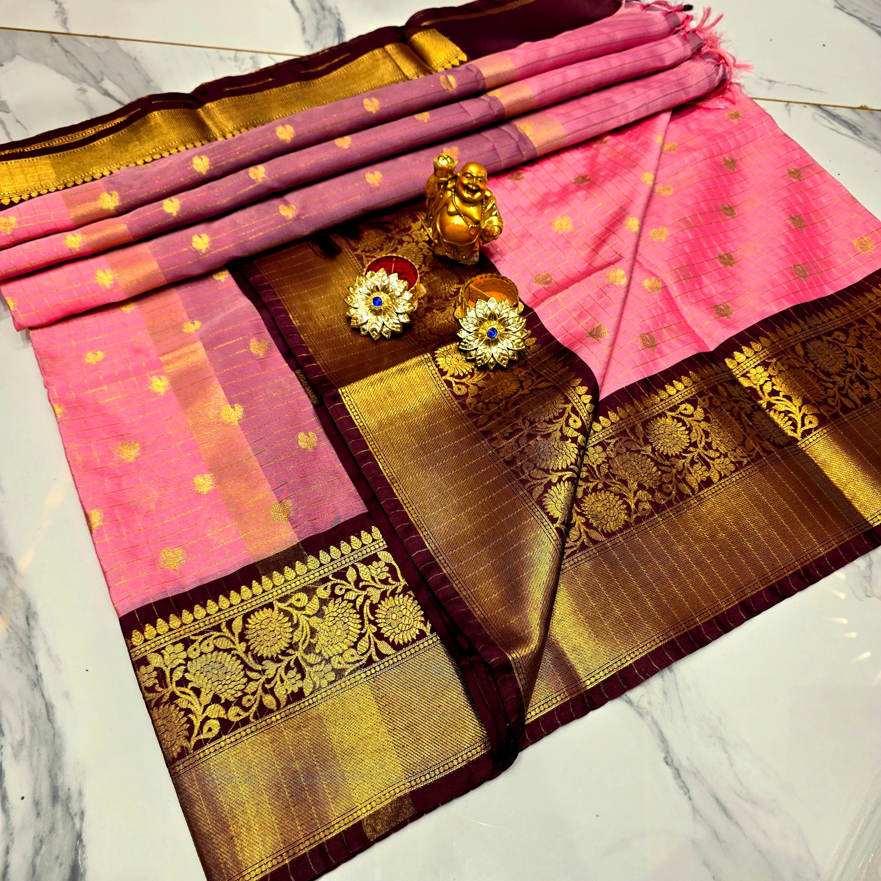 Pink Cheked Saree