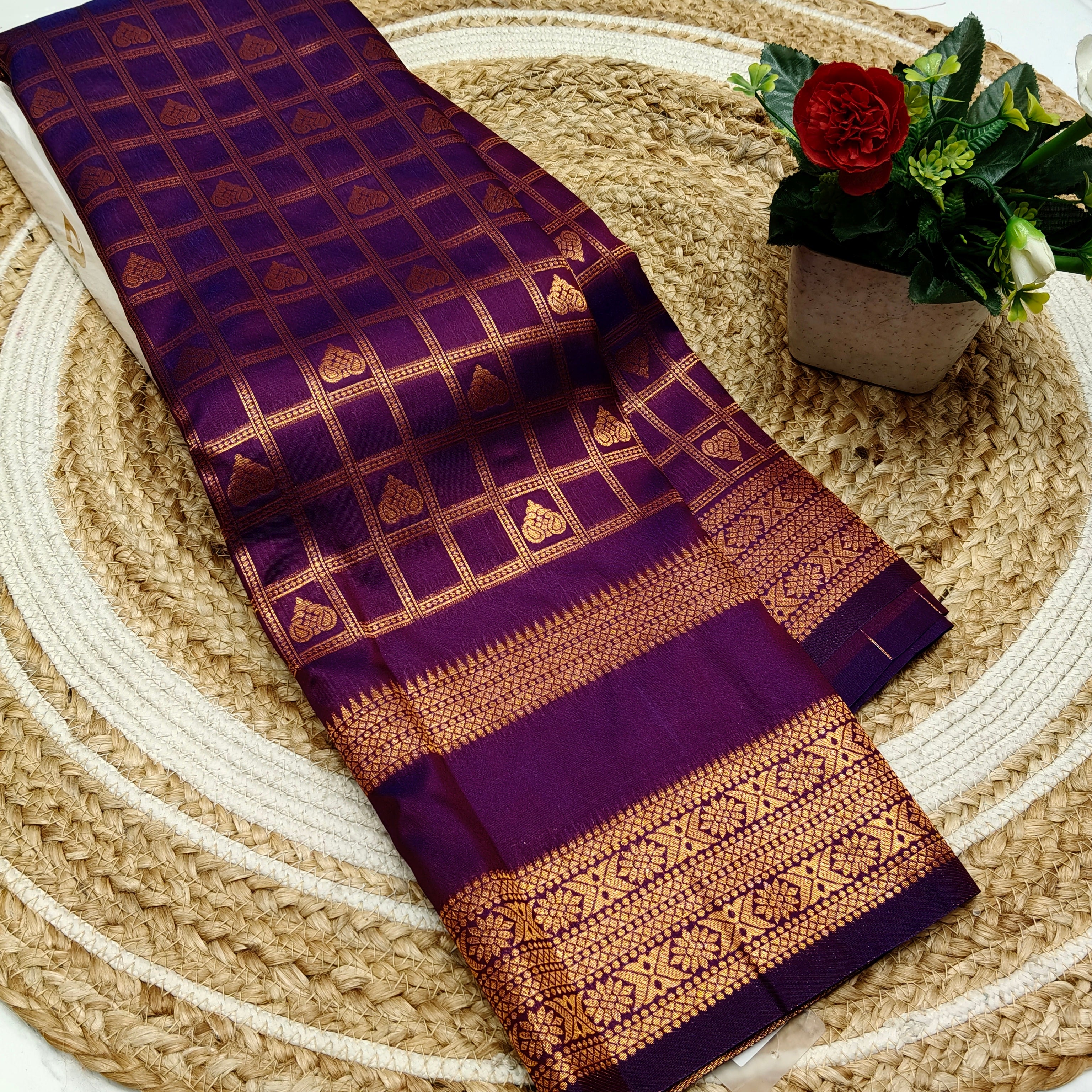 Own Production Traditional CHEKED Silk Saree
