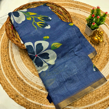 Floral Linen Cotton Saree
