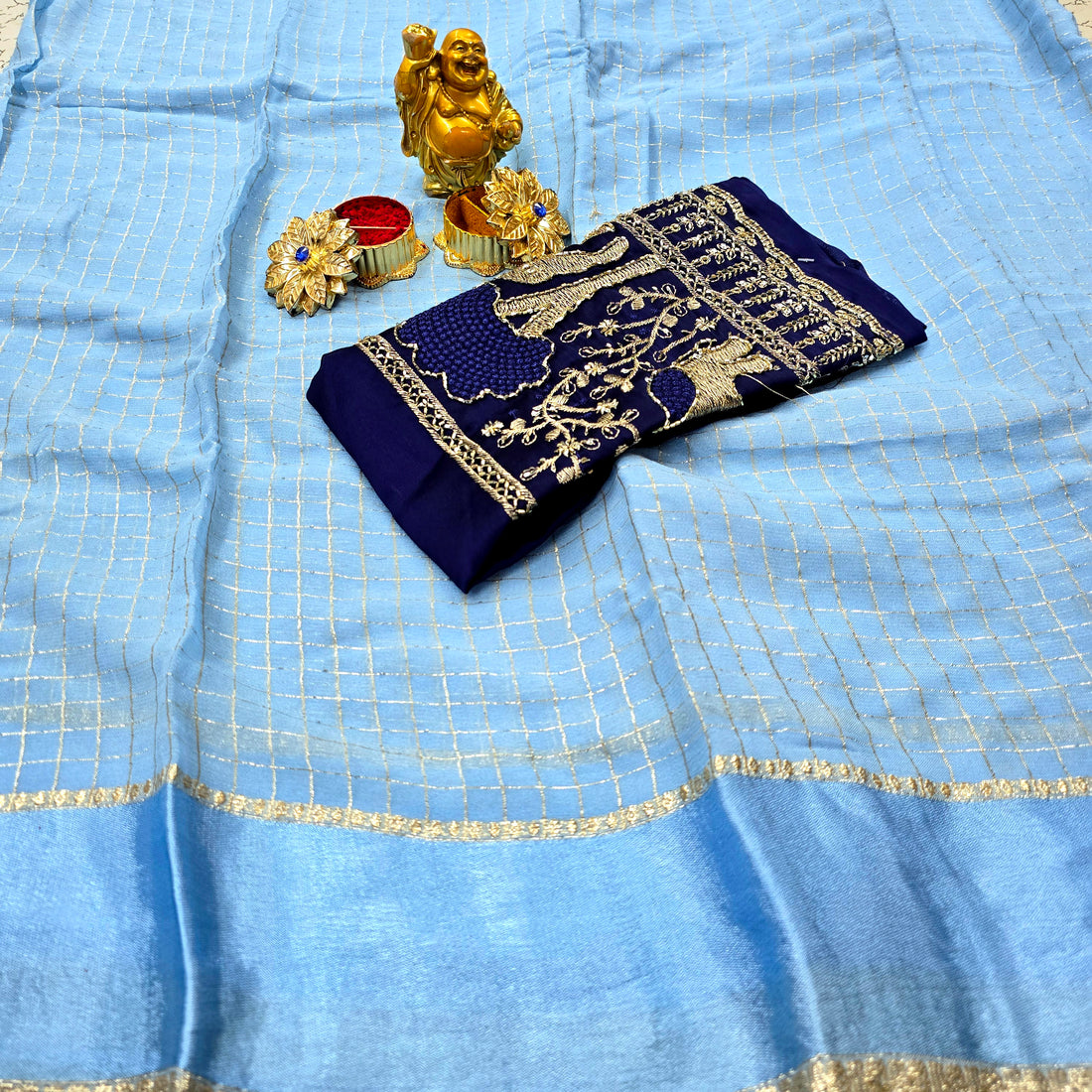 Georgette Blouse Work Saree