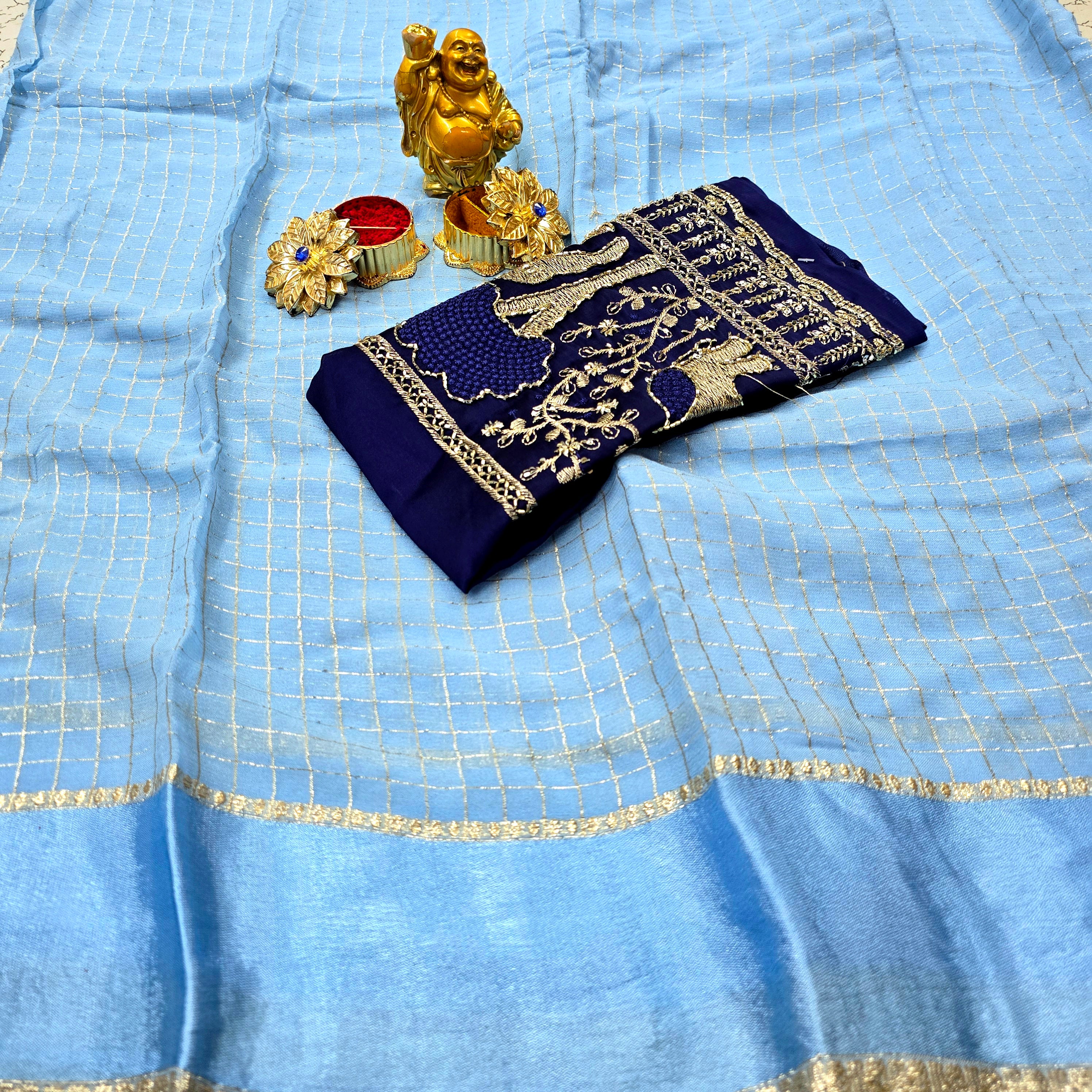 Georgette Blouse Work Saree