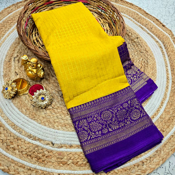 Premium Checked Zari Border Silk Saree