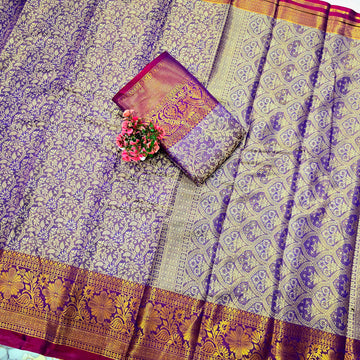 One Gram Gold Saree with Contrast Border