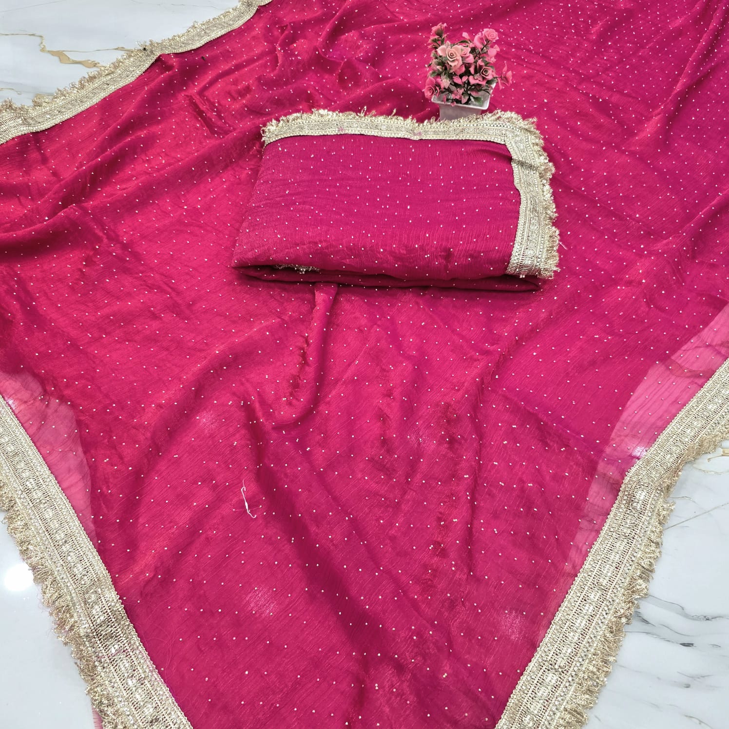 Space Silk Saree with Stone Work