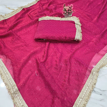 Space Silk Saree with Stone Work