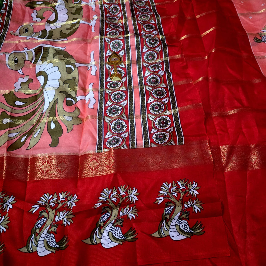 Dola Silk Double Peacock Design with Zari Border