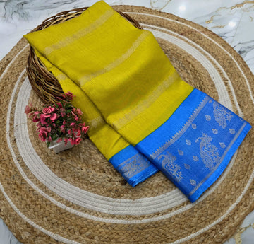 Dola Silk Zari Border with Peacock Design Saree ( same colour only dispatch )