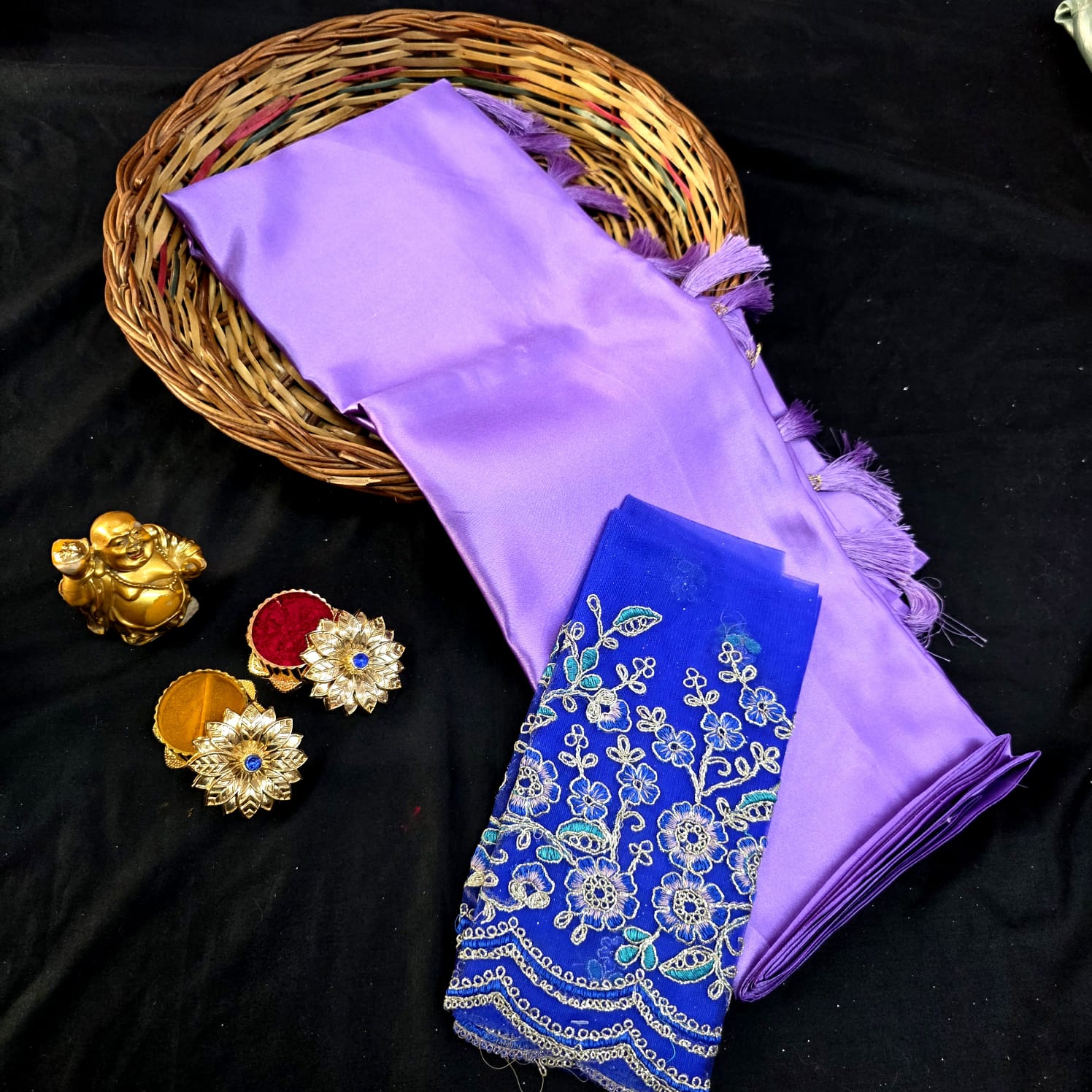Satin Blouse work Saree
