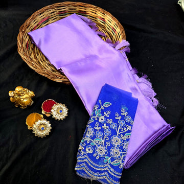 Satin Blouse work Saree