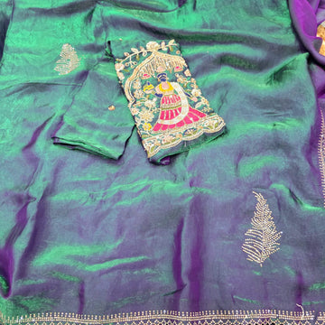Party Wear Embroidered Space Silk Saree