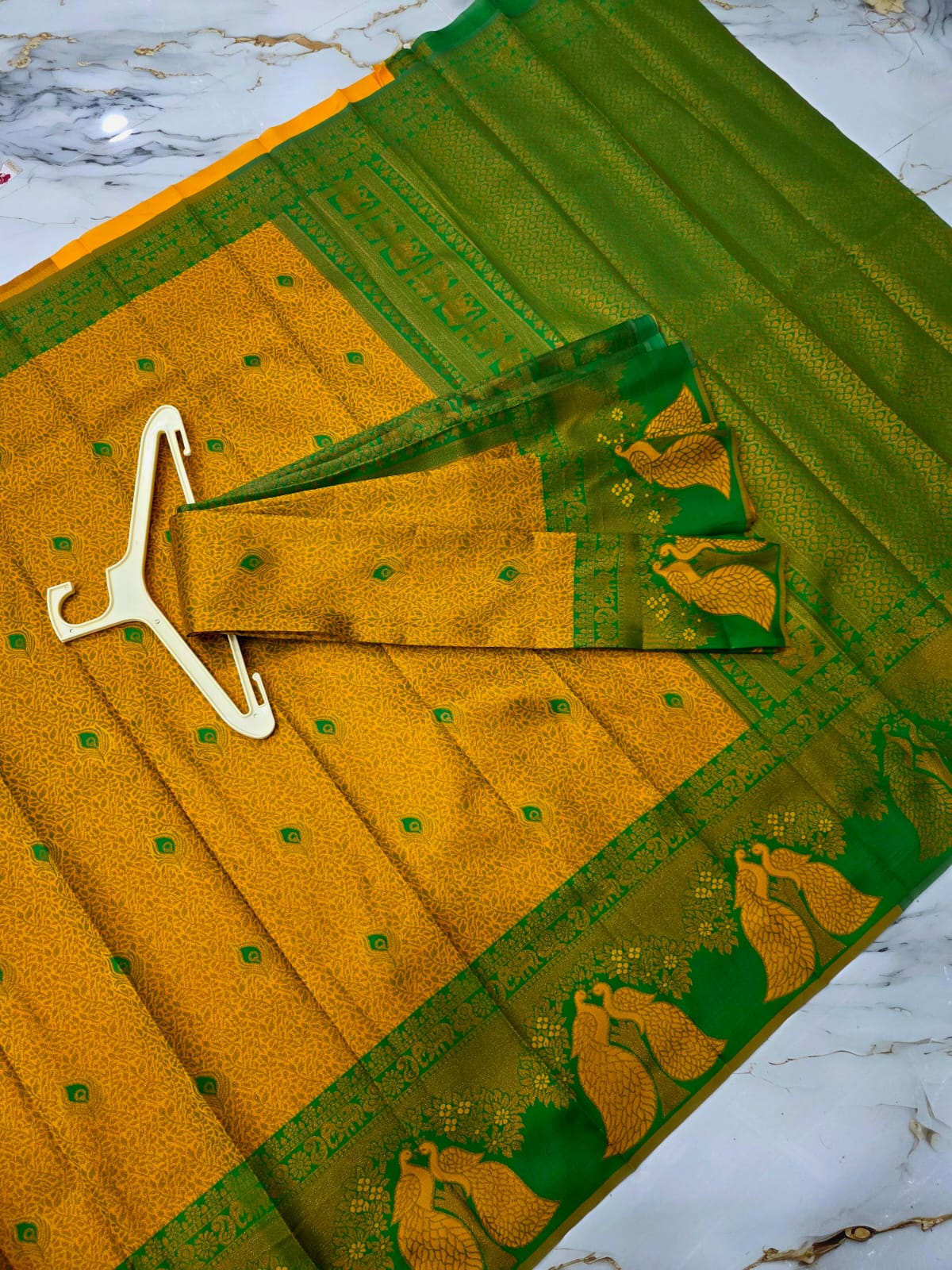Peacock Feather Butta Design Silk Saree