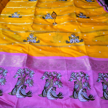 Dola Silk Double Peacock Design with Zari Border