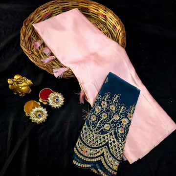 Satin Blouse work Saree