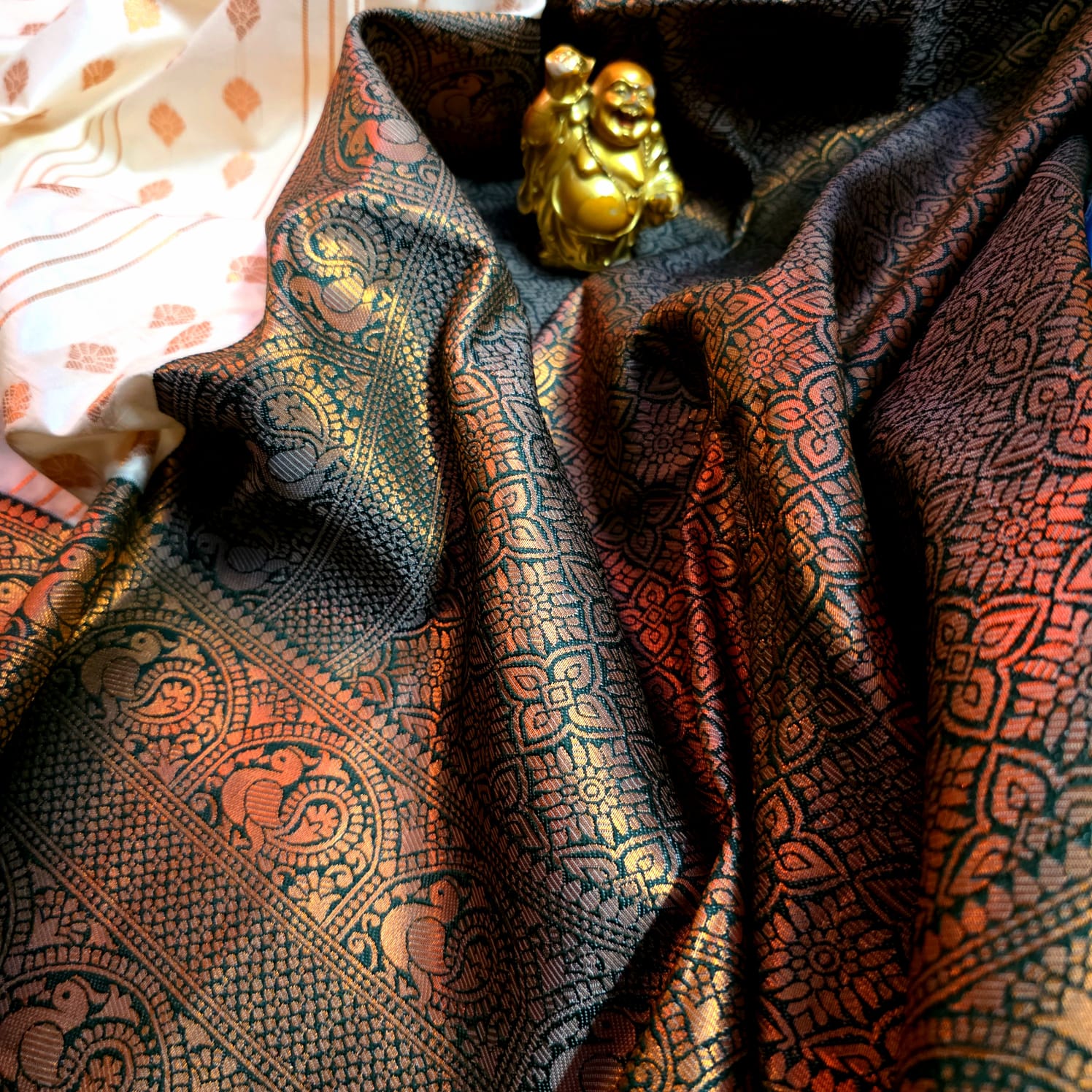 Semi Kanchi Bridal Saree - Cream