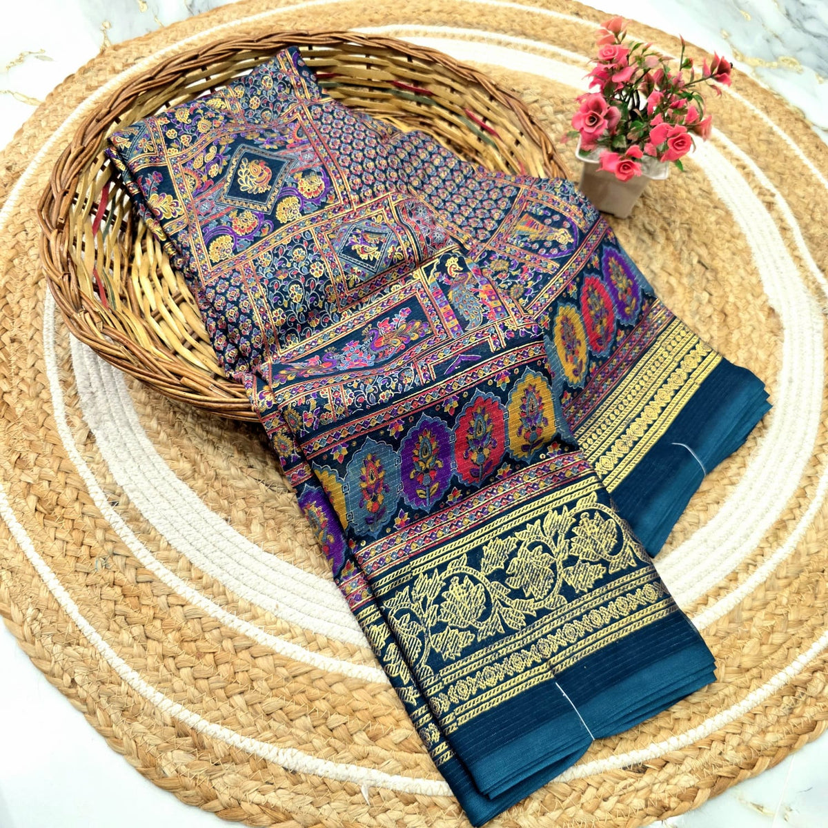 Kalamkari Foil Work Saree