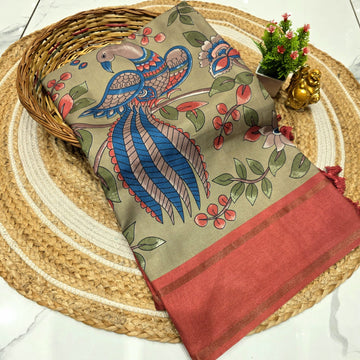 Siddhanth Kalamkari Peacock Saree