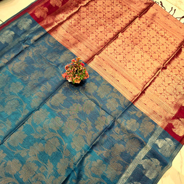 Premium Linen Brasso Silk Saree