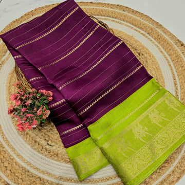 Dola Silk Zari Border with Peacock Design Saree ( Same colour only dispatch )