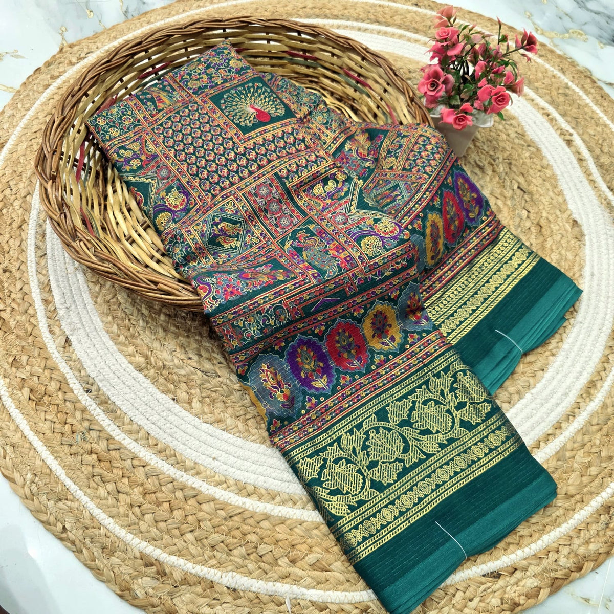 Kalamkari Foil Work Saree