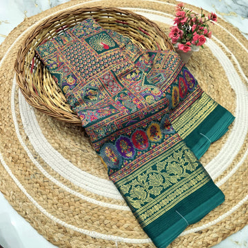 Kalamkari Foil Work Saree