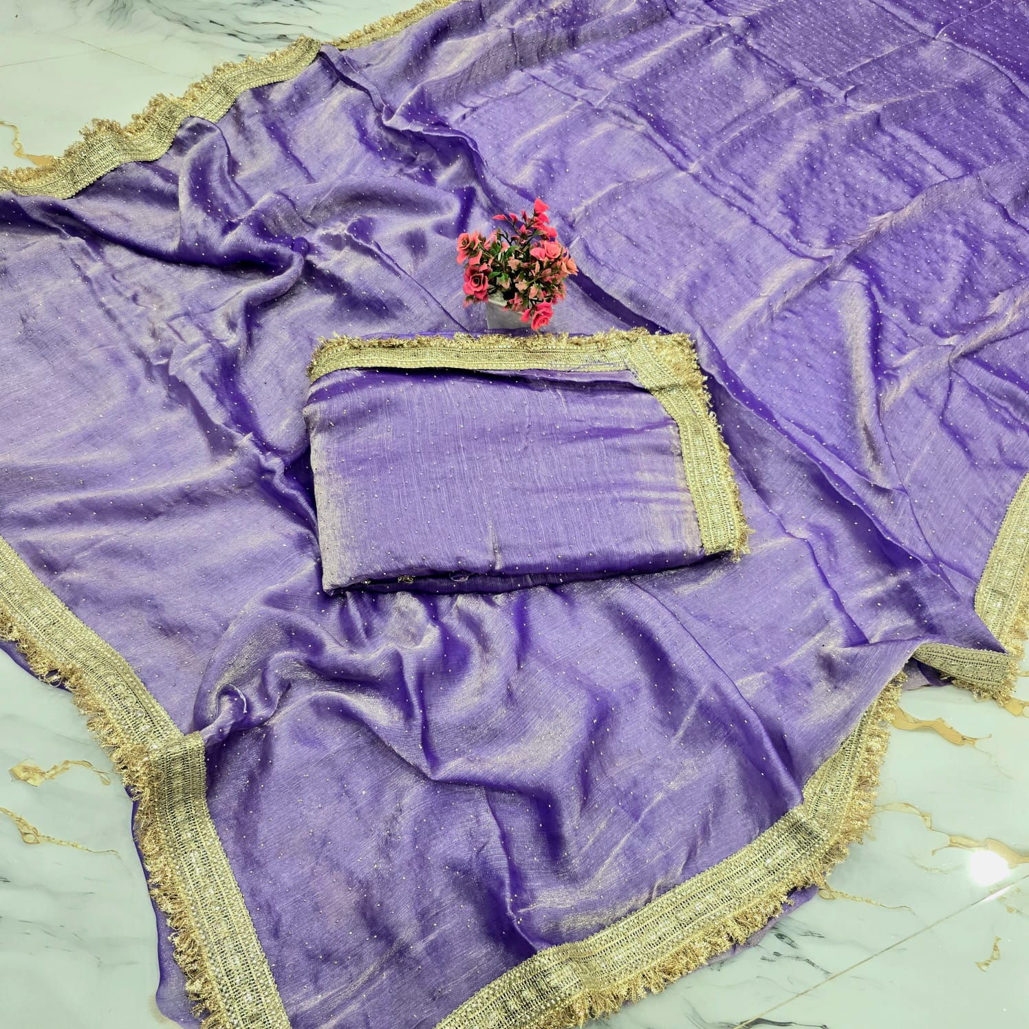 Space Silk Saree with Stone Work