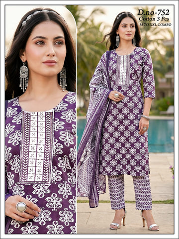 Premium Cotton 3-Piece Suit Set