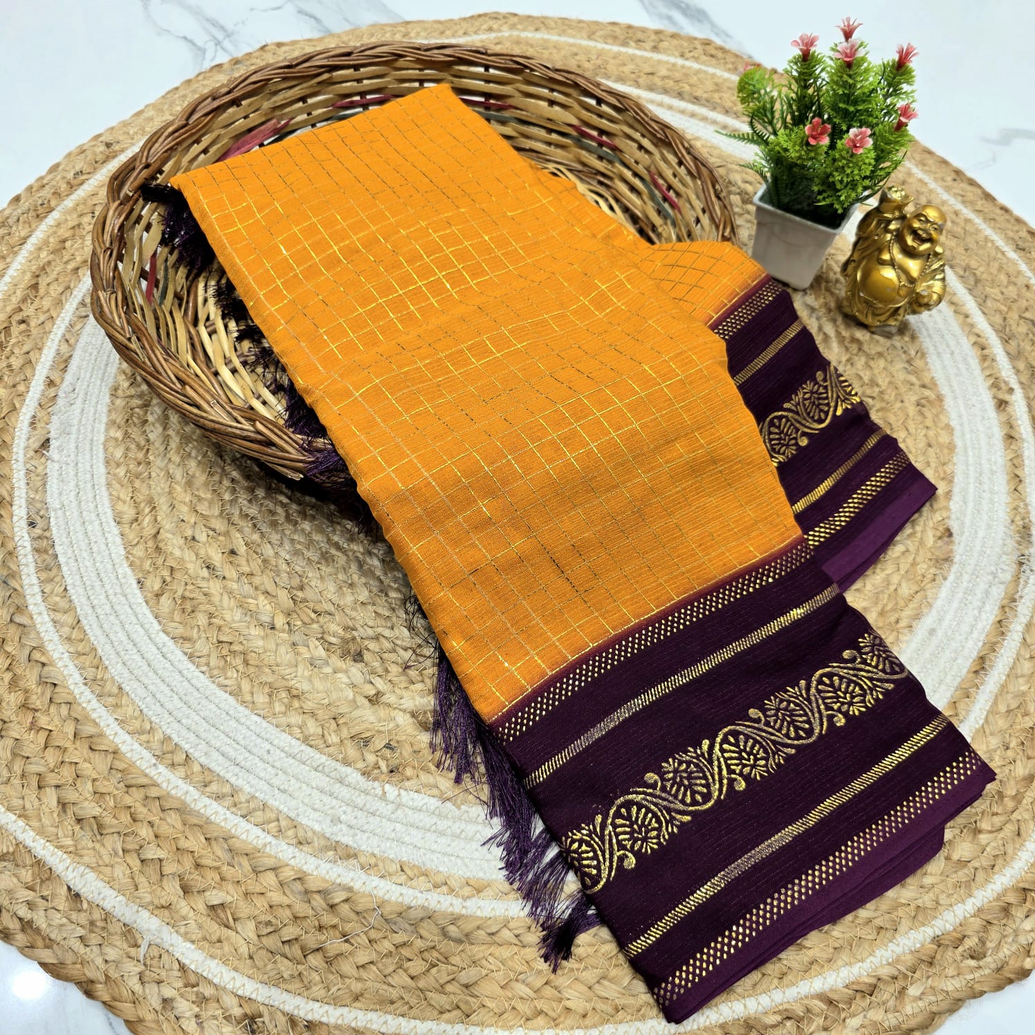 Gold Bandhani Saree