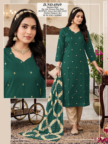 Jamdani Butti 3-Pcs Kurti Set
