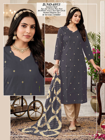 Jamdani Butti 3-Pcs Kurti Set