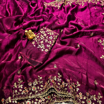 Premium Embroidery Space Silk Saree