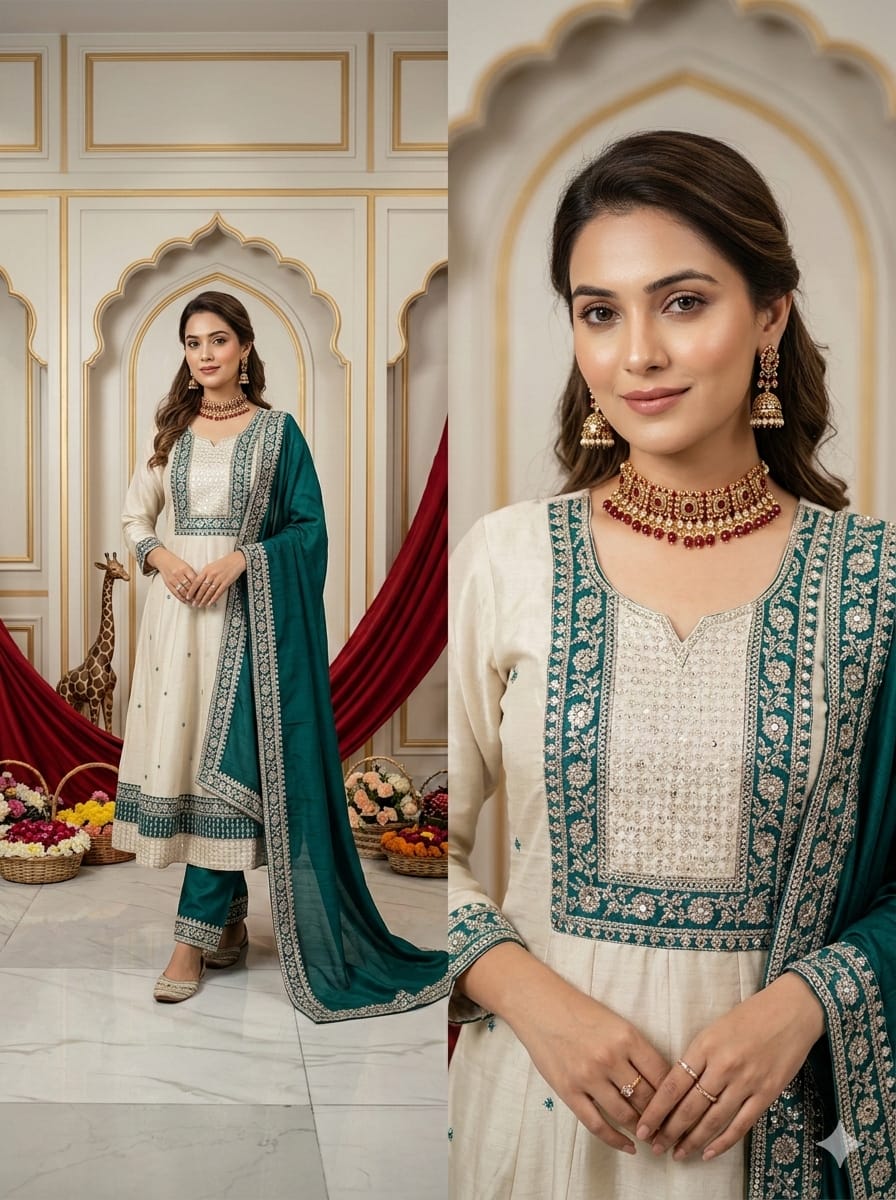 Elegant Anarkali Style Kurta Suit Set