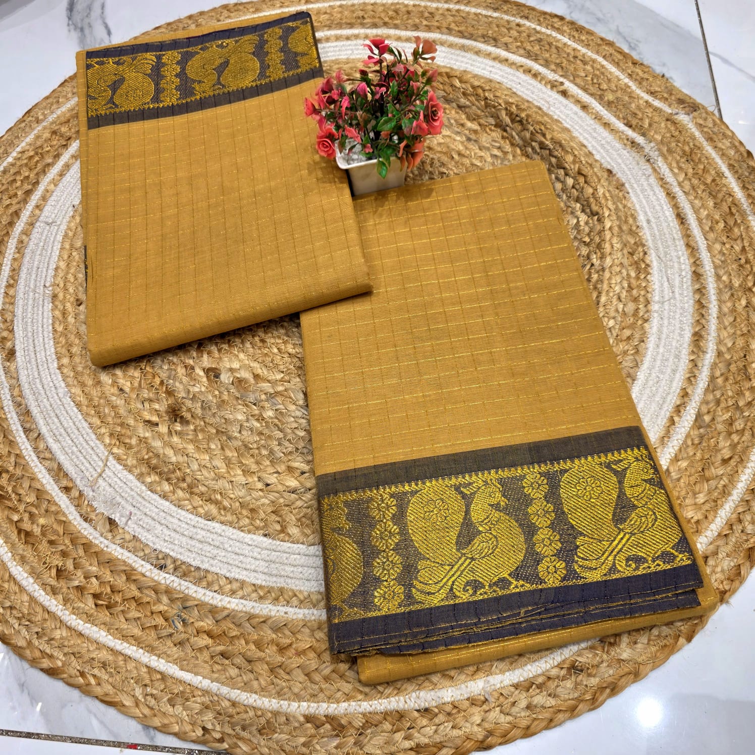 Pure Checked Cotton Saree