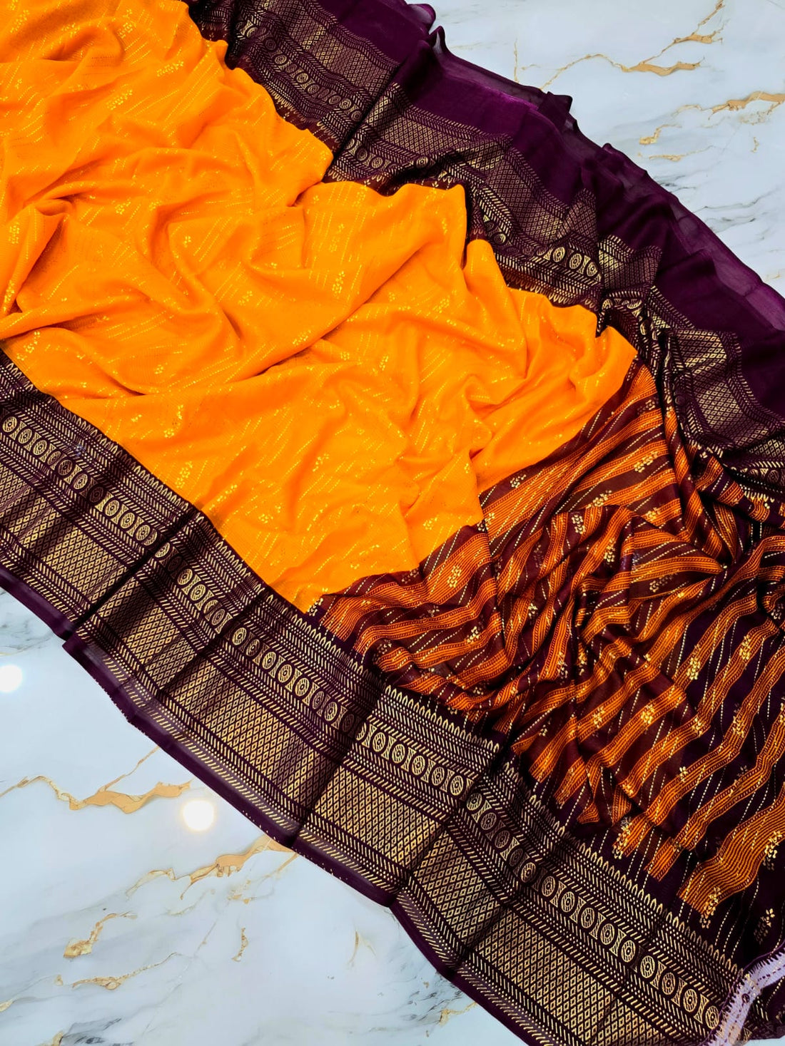 Yellow Foil Printed Saree