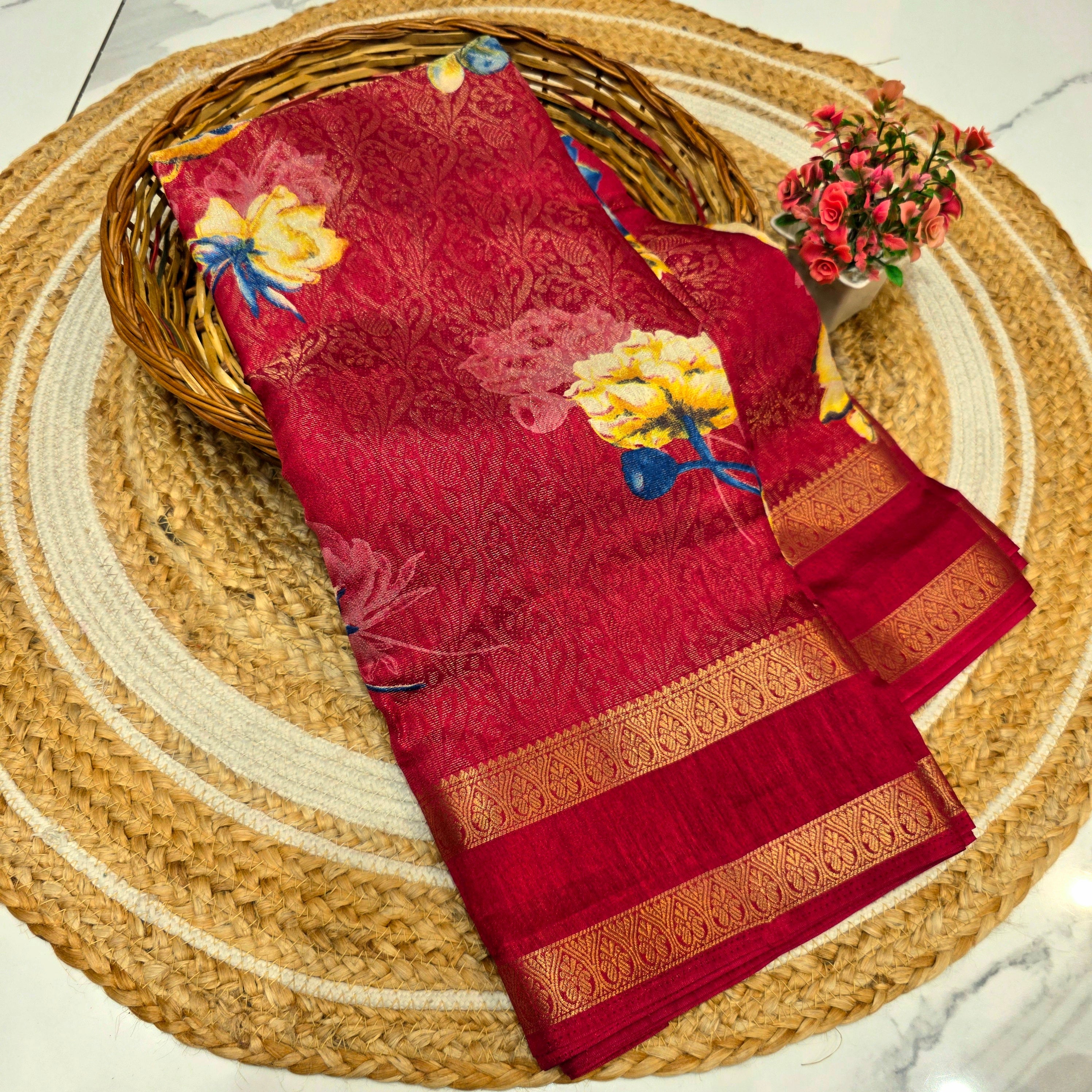 Fancy Floral Printed Design Saree
