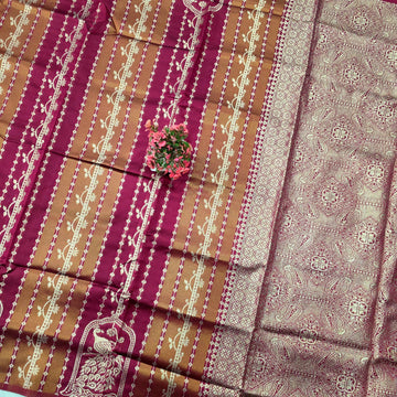 Silver Zari Vairaoosi Design Silk Saree