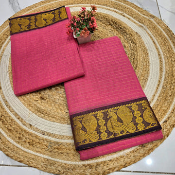 Pure Checked Cotton Saree