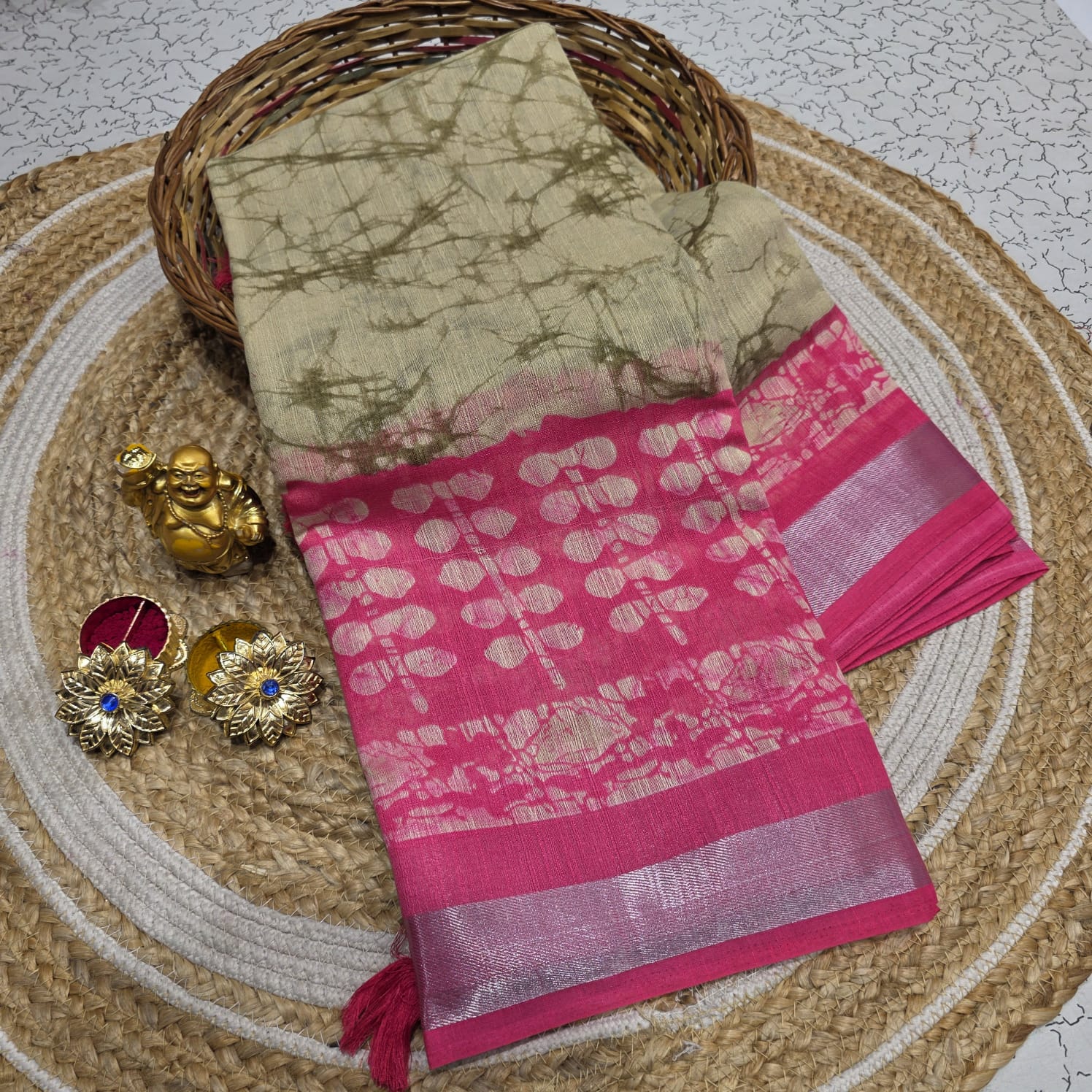 Elegant Batik Cotton Silk Saree