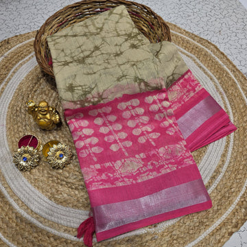 Elegant Batik Cotton Silk Saree