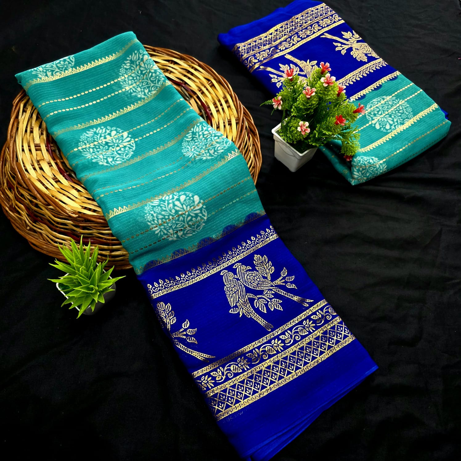 Fancy Chiffon Saree with Foil Work Saree