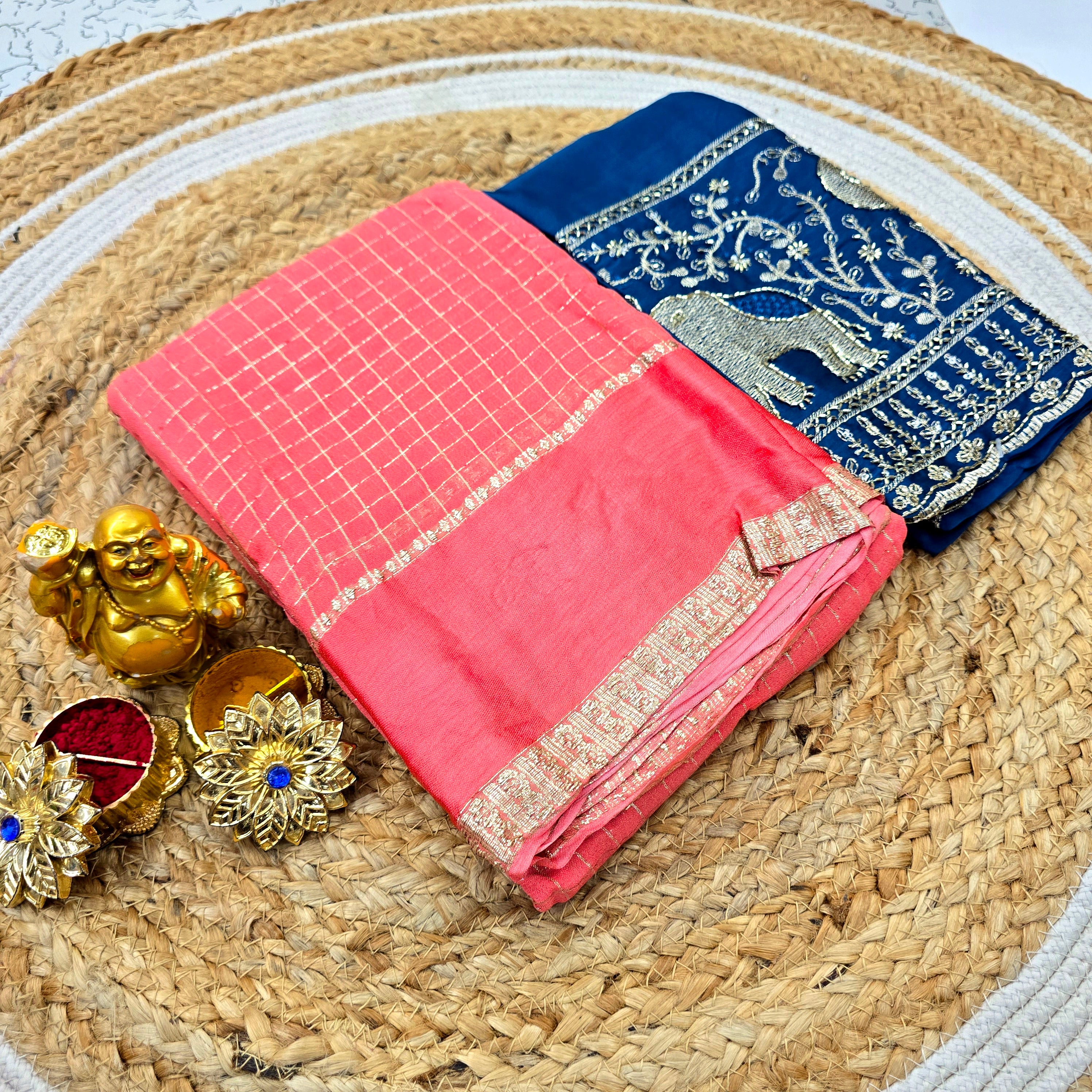 Georgette Blouse Work Saree