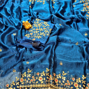 Premium Embroidery Space Silk Saree