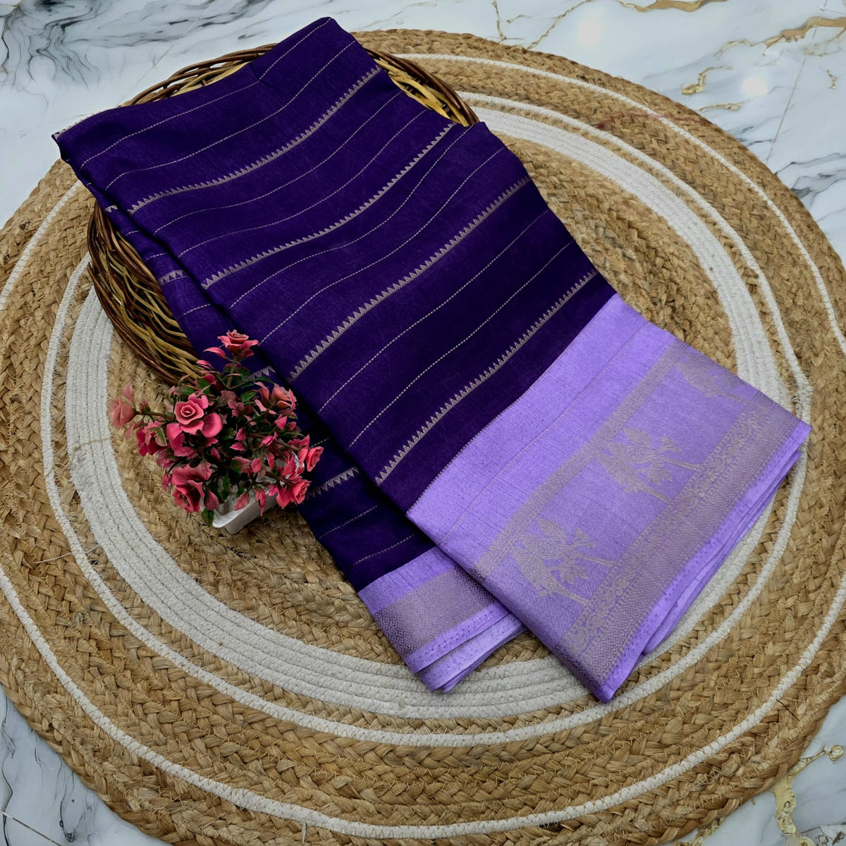 Dola Silk Zari Border with Peacock Design Saree ( Same colour only dispatch )
