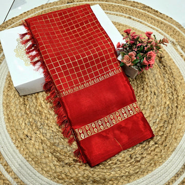 New Checked Foil Work Saree