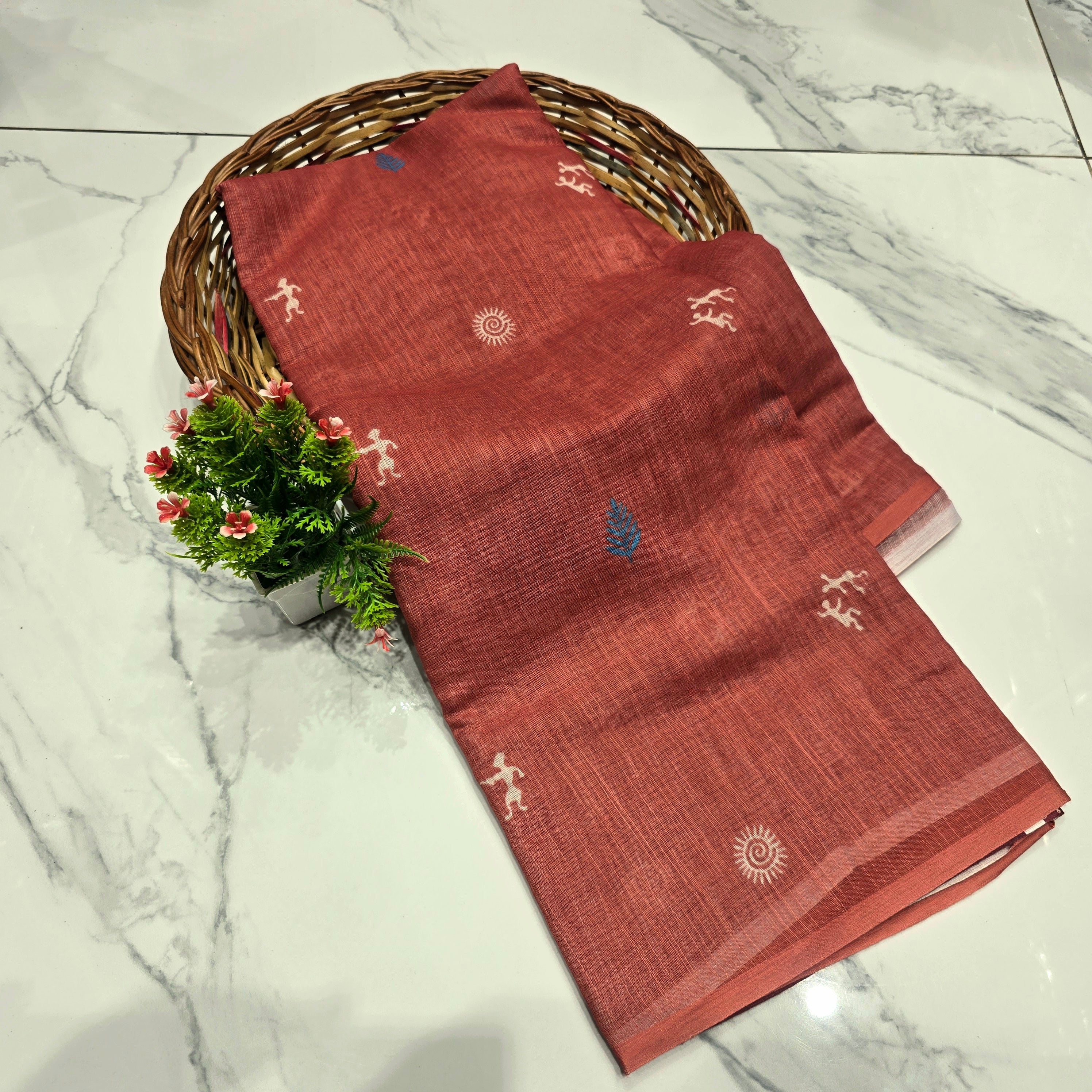 Tribal Print Linen Cotton Saree