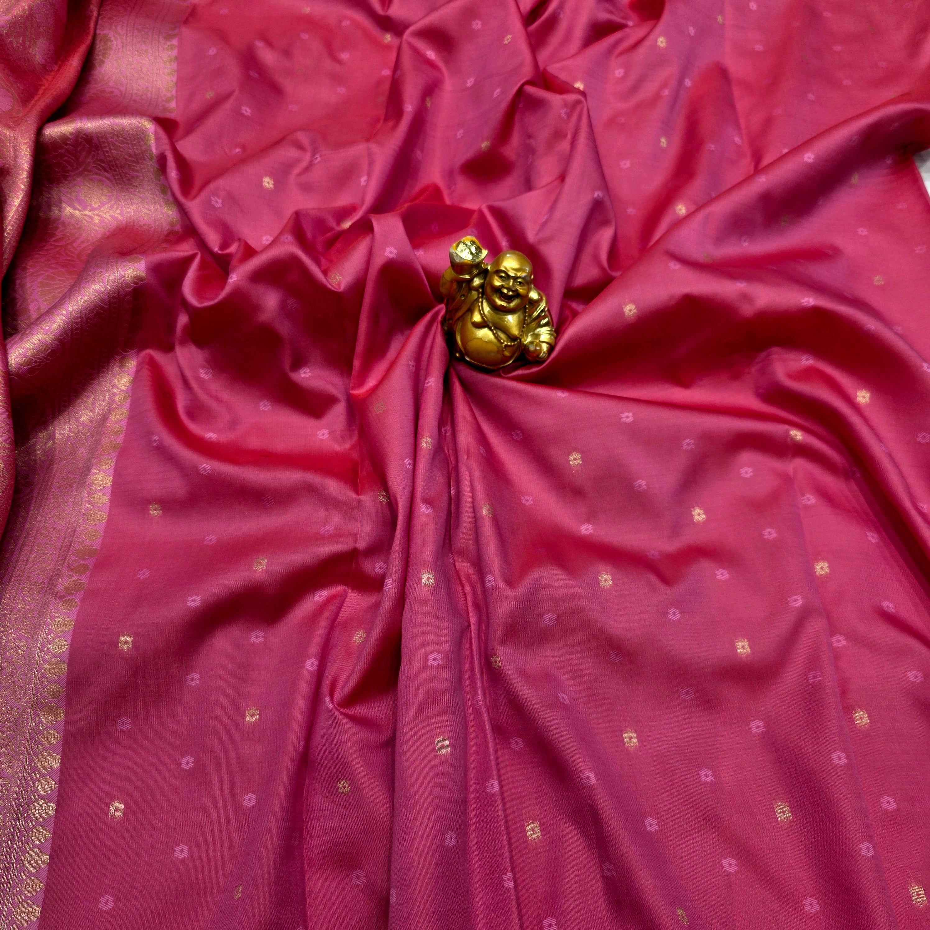 Vibrant Red and Pink Silk Saree