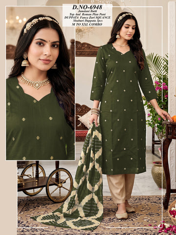Jamdani Butti 3-Pcs Kurti Set